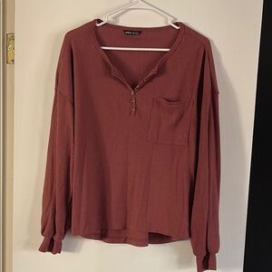 Women's Red Waffle Top